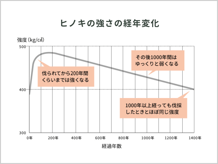 表：ヒノキの強さの経年変化