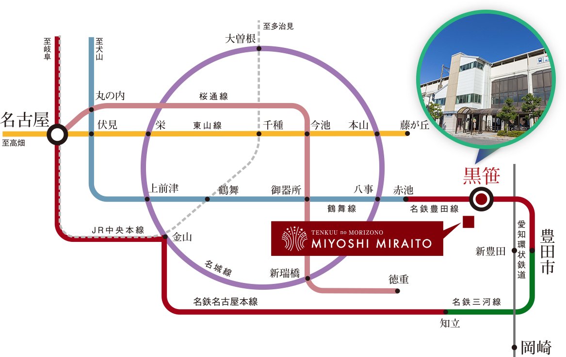MIYOSHI MIRAITOの近隣路線図